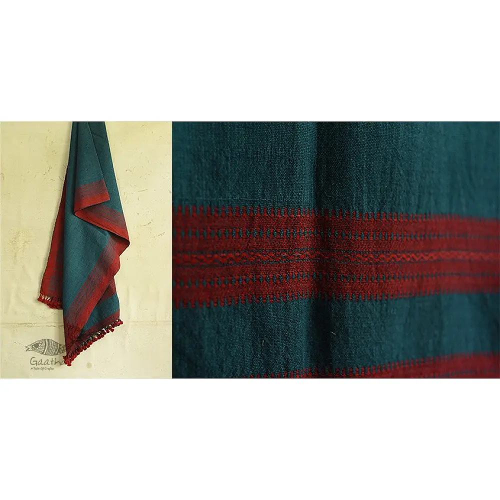 handwoven woolen bhujodi Rama Blue stole