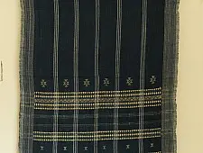 Salt Deserts of Kutch - Kutchi Bhujodi Handwoven Raw Wool Shawl - Dark Blue