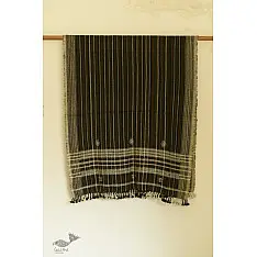 Salt Deserts of Kutch - Kutchi Bhujodi Handwoven Raw Wool Shawl - Dark Brown