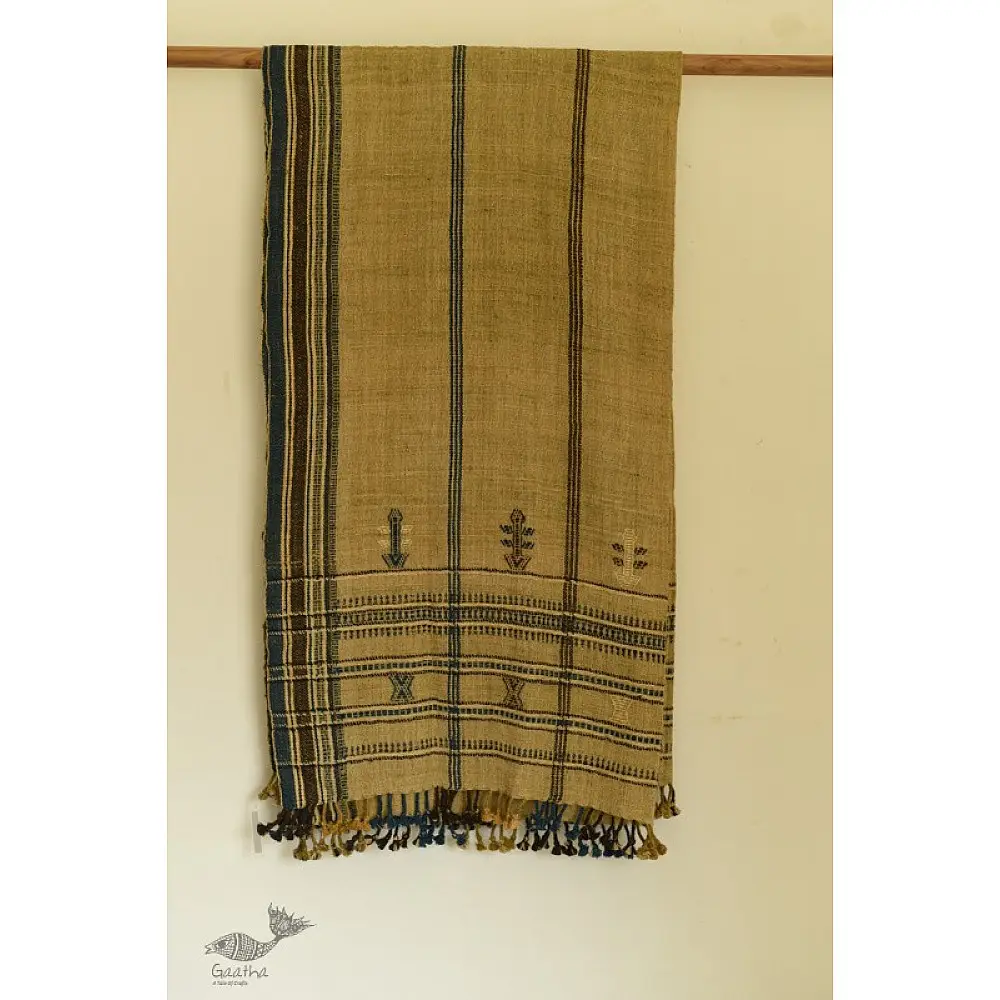 shop Kutchi Bhujodi Handwoven Raw Wool Long Shawl / Long Dhabro