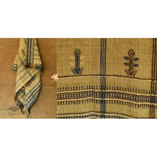 shop Kutchi Bhujodi Handwoven Raw Wool Long Shawl / Long Dhabro