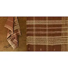 Salt Deserts of Kutch - Kutchi Bhujodi Handwoven Raw Woolen Shawl - Almond Brown