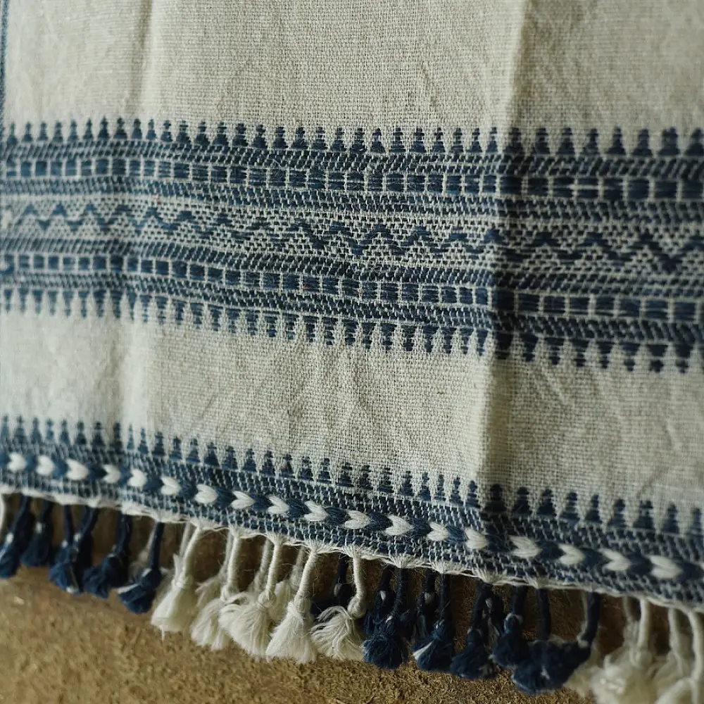 shop Kutchi Bhujodi Handspun Raw Woolen Shawl - Off White