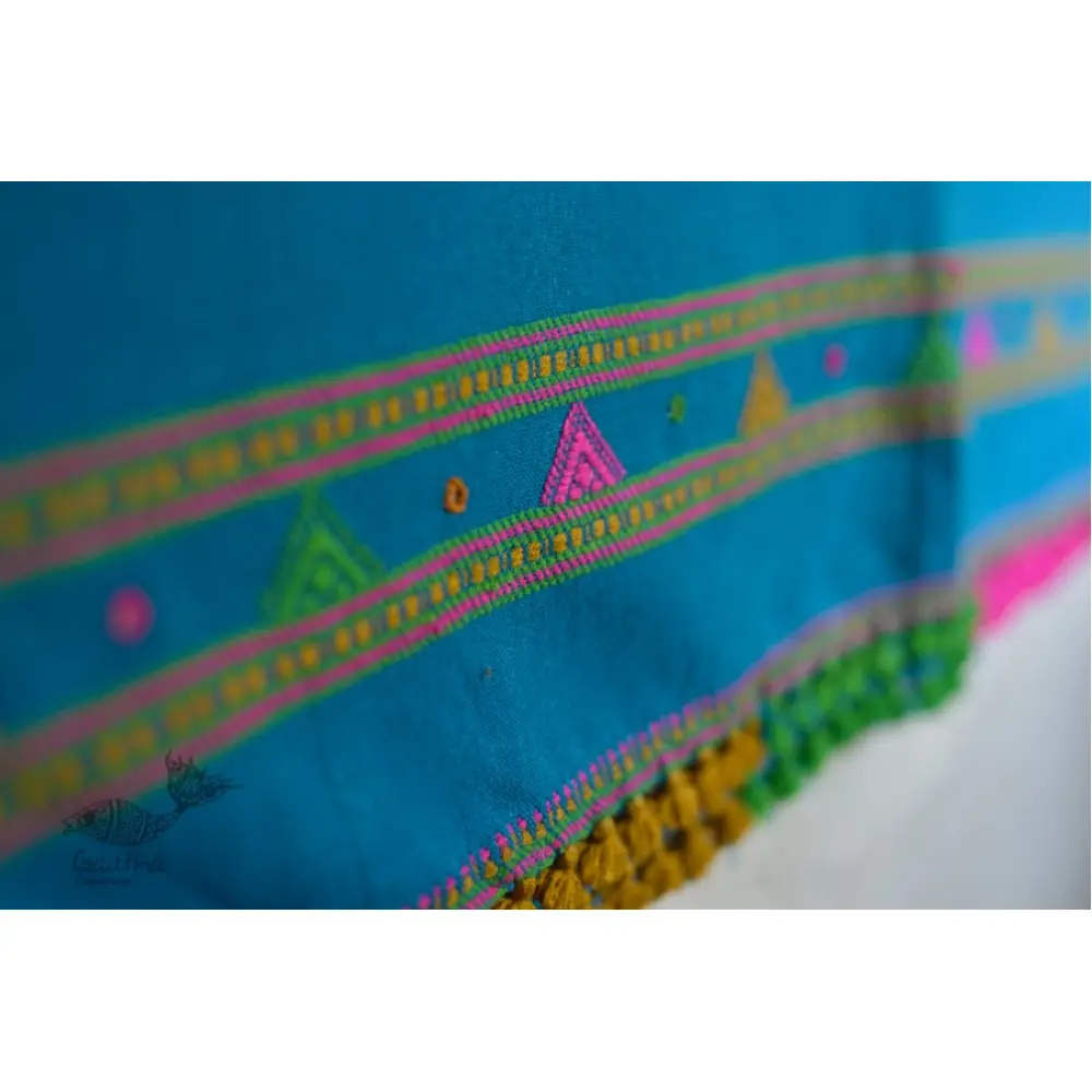 embroidered Handwoven mirror work woolen shawl