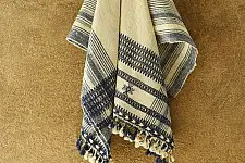 Salt Deserts of Kutch ☼ Bhujodi Handwoven Kutchi Raw Woolen off White Shawl