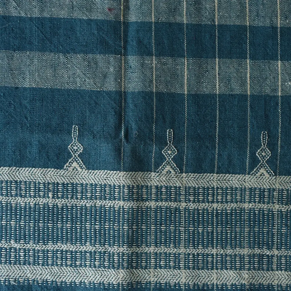 shop Kutchi Bhujodi Handloom Raw Woolen Indigo Blue Shawl