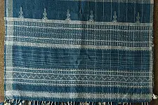 Salt Deserts of Kutch ☼ Kutchi Bhujodi Handloom Raw Woolen Indigo Blue Shawl