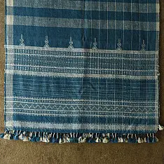 Salt Deserts of Kutch ☼ Kutchi Bhujodi Handloom Raw Woolen Indigo Blue Shawl