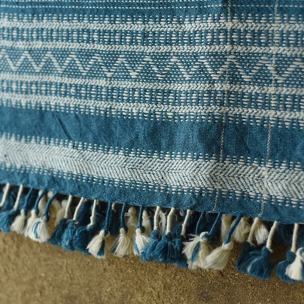 shop Kutchi Bhujodi Handloom Raw Woolen Indigo Blue Shawl