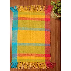 Handwoven Dhurrie | Cotton Place Mat & Runner Set ( 6 mats & 1 Runner)