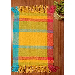 Handwoven Dhurrie | Cotton Place Mat & Runner Set ( 6 mats & 1 Runner)