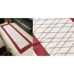 Handwoven Dhurrie | Cotton Bed Side Floor Runner / Runner - Cross Border