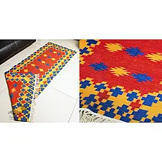 Handwoven Dhurrie | Cotton Bed Side Runner / Runner - Virasat Panja