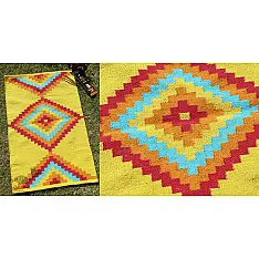 Handwoven Dhurrie | Cotton Mat / Aasan - Diamond & Cut Diamond