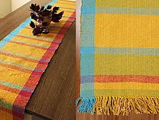 Handwoven Dhurrie | Cotton Place Mat & Runner Set ( 6 mats & 1 Runner)