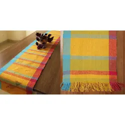 Handwoven Dhurrie | Cotton Place Mat & Runner Set ( 6 mats & 1 Runner)