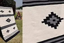 Handwoven Dhurrie | Cotton Center Sofa Dhurrie - Small Diamond - Black & White