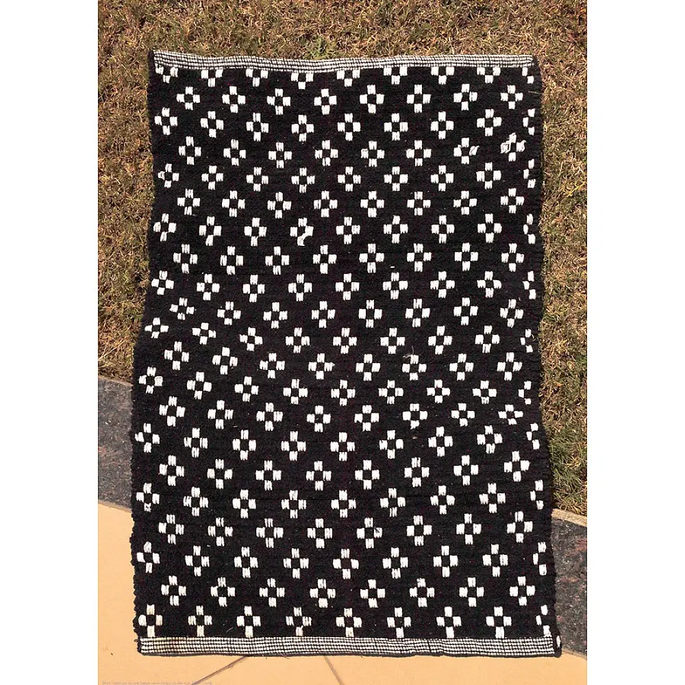Handwoven Cotton Mat / Aasan - Black Box 