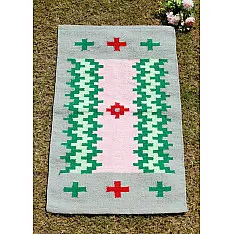 Handwoven Dhurrie | Cotton Mat / Aasan -Border Zig Zag