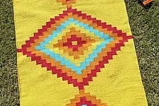 Handwoven Dhurrie | Cotton Mat / Aasan - Diamond & Cut Diamond