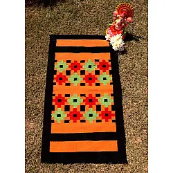 Handwoven Dhurrie | Cotton Yoga Mat / Living Room Rug - Border Panja
