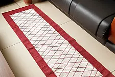 Handwoven Dhurrie | Cotton Bed Side Floor Runner / Runner - Cross Border