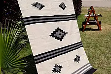 Handwoven Dhurrie | Cotton Center Sofa Dhurrie - Small Diamond - Black & White