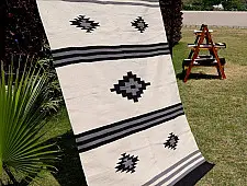 Handwoven Dhurrie | Cotton Center Sofa Dhurrie - Small Diamond - Black & White