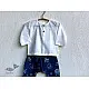 white organic cotton kids shirt paired with indigo blue elephant printed pants