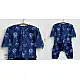 blue organic cotton full sleeved kids top with matching zoo animal printed pants