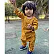 mustard yellow block printed organic cotton unisex kids kurta with matching pants