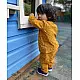 mustard yellow block printed organic cotton unisex kids kurta with matching pants
