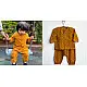 mustard yellow block printed organic cotton unisex kids kurta with matching pants
