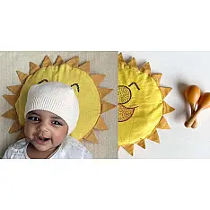 Organic Cotton ★ New Born Gift Set (Sun Pillow + 2 Wooden Maracas) ★ 6