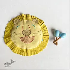 Organic Cotton ★ New Born Gift Set (Lion Pillow + 2 Wooden Maracas) ★ 4