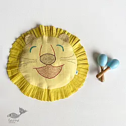 Organic Cotton ★ New Born Gift Set (Lion Pillow + 2 Wooden Maracas) ★ 4