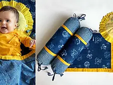 Organic Cotton ★ Kids Organic Gift Set (Dohar + Mustard Seed Pillow + Maracas - Zoo + 2 Bolster -Zoo) ★ 20