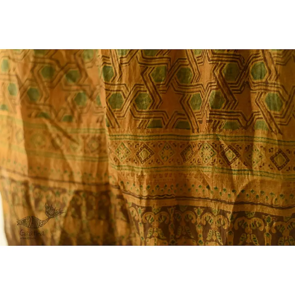 shop silk stole - handmade ajrakh bandhani