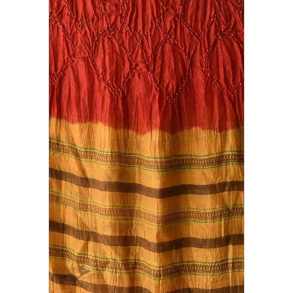 shop Ajrakh Bandhani Silk Red Stole