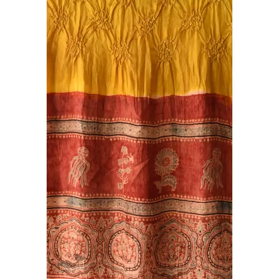 shop silk stole - handmade ajrakh bandhani