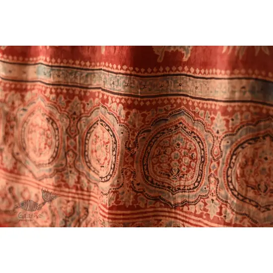 shop silk stole - handmade ajrakh bandhani