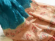 Flavors of fusion | Tabi Silk Bandhani Stole With Ajrakh Daaman