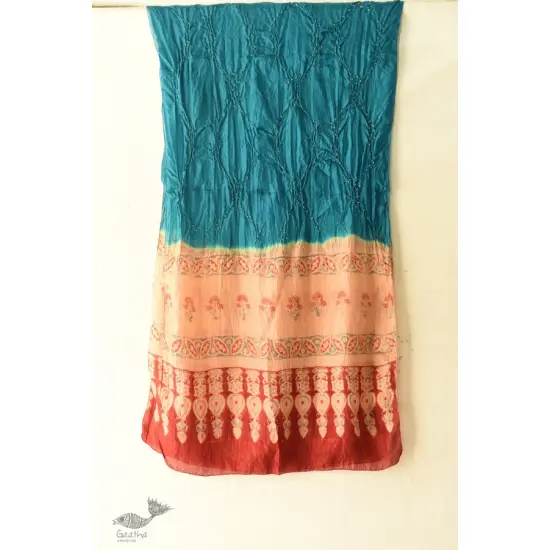 shop silk stole - handmade ajrakh bandhani