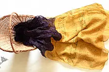 Flavors of fusion | Handcrafted Ajrakh Bandhani Dark Violet Color Silk Stole