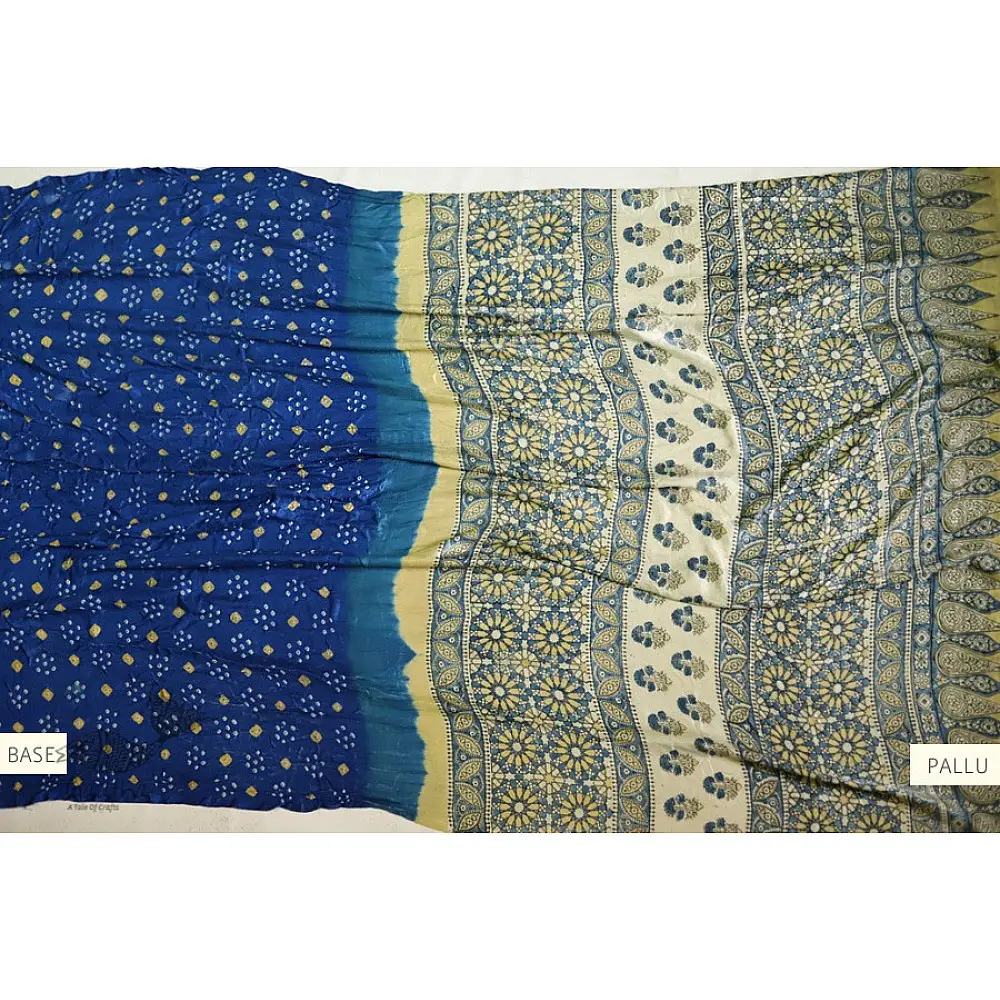 Charulata ★ Ajrakh & Bandhani ★ Gajji Silk Saree ★ 12