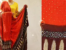 Flavors of fusion ★ Gajji Silk Ajrakh Bandhani Dupatta ~ 4