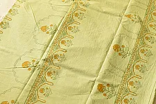 Indigenous Impressions ❣ Bagru Block Printed Cotton Saree - Light Green