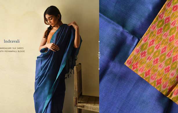 Mangalgari-Silk-Sarees-with-ikat-blouse