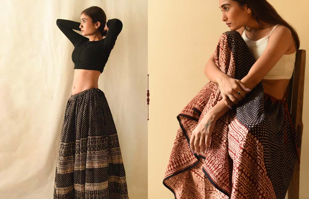 block printed skirts