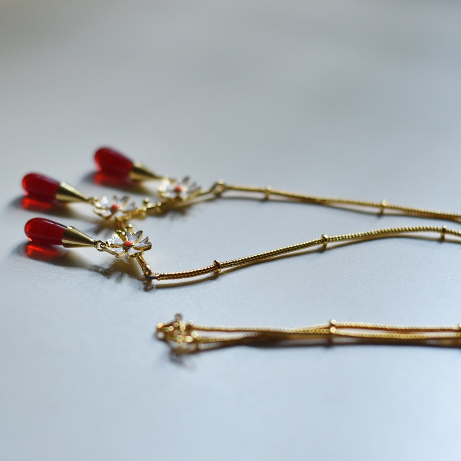 online Handmade designer glass Necklace - Red
